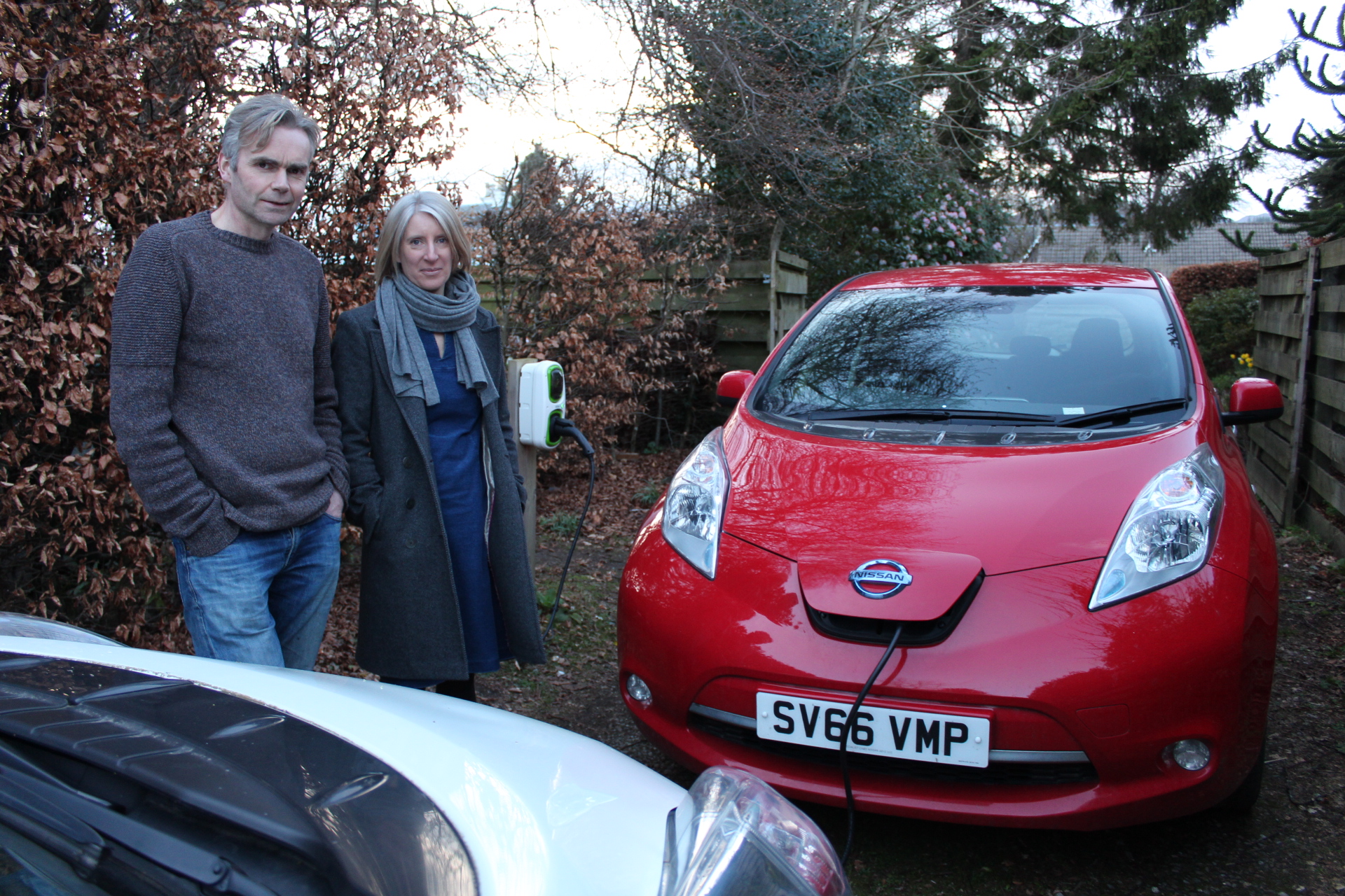 Alison Ritchie and John Paul Mason both own battery-powered Nissan Leafs